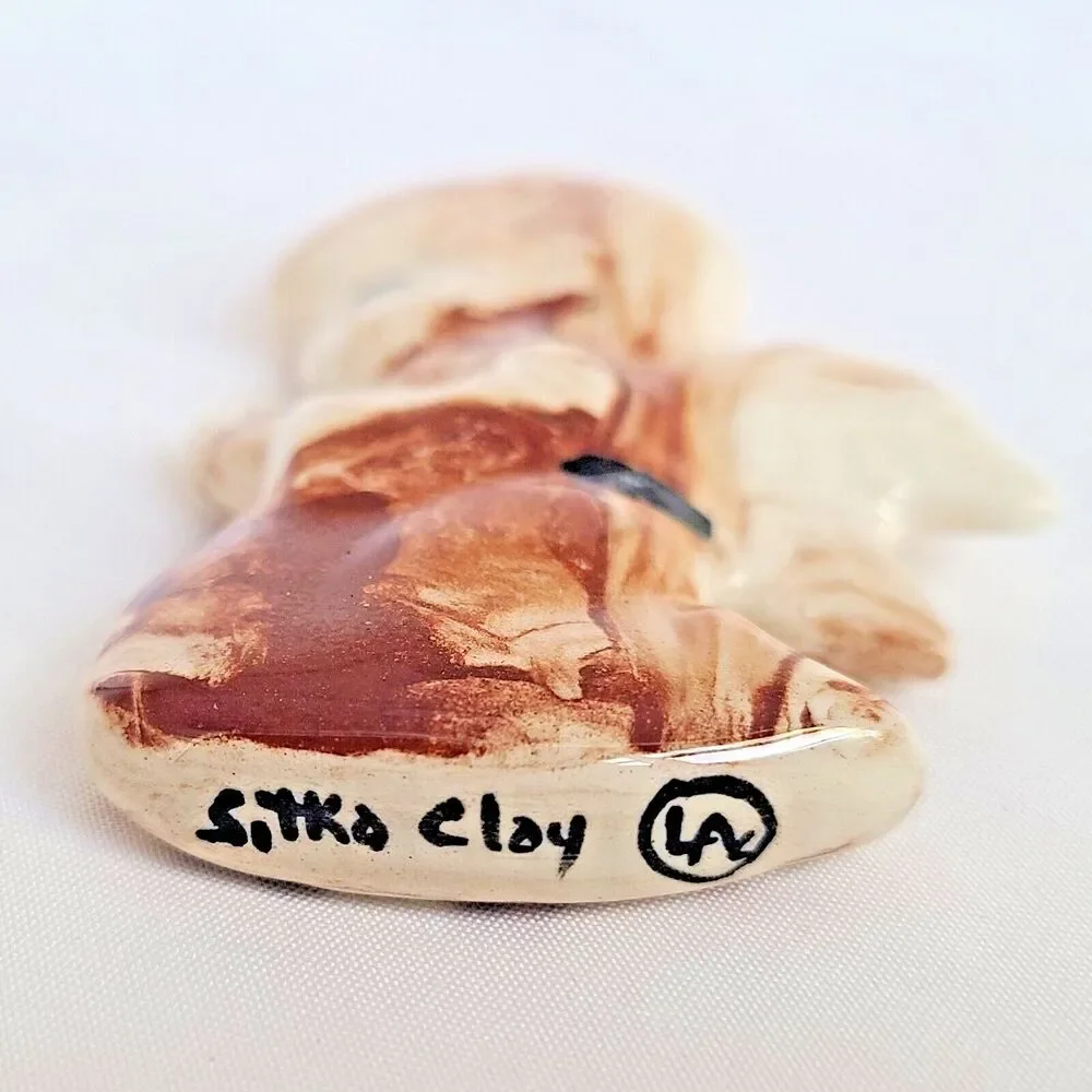 Sitka Clay Christmas Ornament Angel Art Pottery Figurine Marble Swirl Alaska Vtg